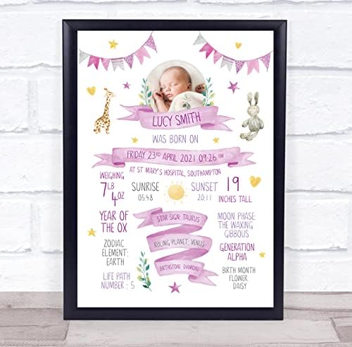 Нови детали за раѓање на бебето расадник за крштевање розови транспаренти Фото подарок печатење