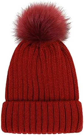 Мека зимска манжетна топло плетено скијање со ракавици топла жени плетени капа капа дебели бејзбол капачиња обична бејзбол капа