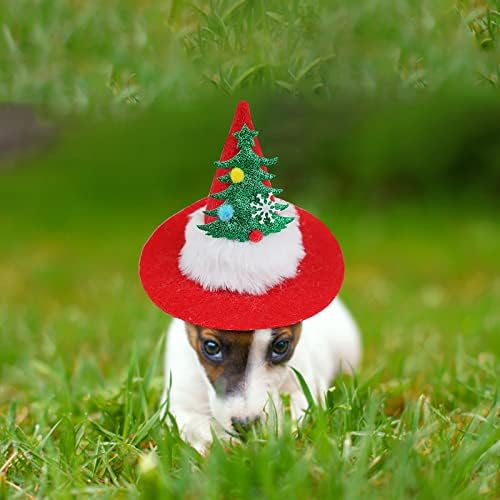 Куче плажа црвена зелена санта куче Божиќна капа прилагодлива капа за новогодишна елка симпатична мали кучиња додатоци за глава уво за куче