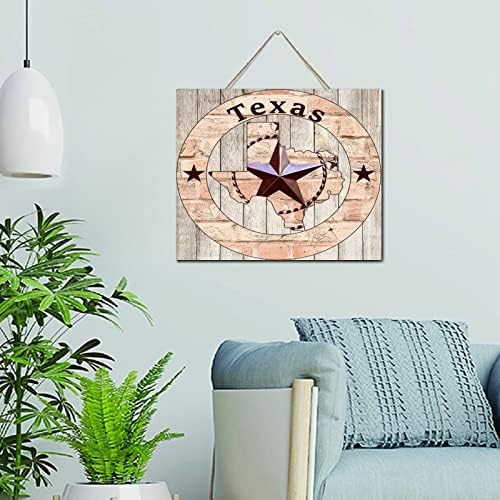Autravelco гроздобер дрвена штица за висечки знак Texas Lone Star Home Map Custom Wood Plaque Sign Quote Chourthhouse American Texas подароци