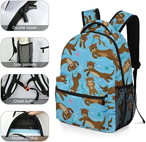 Симпатични otters во ранец за патувања со вода мода рамо торба со мала тежина мулти-џеб дневен пакет за училишна студија работа