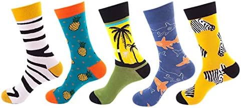 5 пара жени шарени печатени чорапи памук долги смешни чорапи новини удобни фанки фенси забавни чорапи пријатни меки чорапи