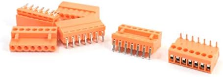 X-Ree 5pcs 3,96мм терен 7pin 90 степени приклучок за приклучок PCB монтирање портокалова завртка за завртки за блокирање на бариерот