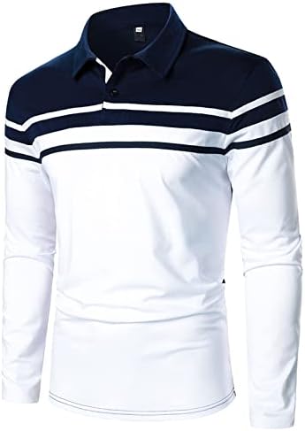 Машки кошули за голф-маици лаптили долги врвни модни обични зашиени ракави Машки под маица со долг ракав со долг ракав