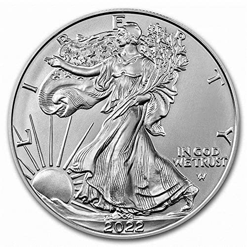 2022 Американски Сребрен Орел .999 Парична Казна Сребро Со Нашиот Сертификат За Автентичност Долар Нециркулирани Нас Нане