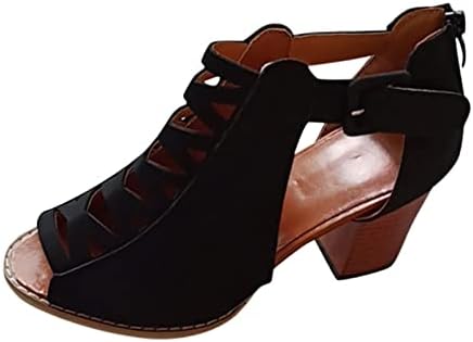 Чунки пета сандали за жени ги вкрстуваат преостанатите сандали модни гроздобер високи потпетици сандали обични чевли на отворено