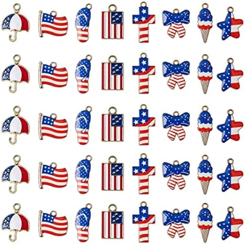 ЈЕЈУЛИН 40 парчиња Крст Ѕвезда Американски Знаме Шарми Приврзок Патриотски Емајл Шарм за 4 Ти Ден На Независноста Украс на јули Сам Занаетчиски