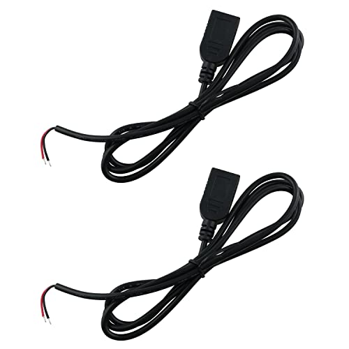 Dgzzi 2pcs 24awg USB Pigtail 2 жица USB 2.0 кабел 3,3 стапки USB женски кабел 5V 5A црн USB приклучок за напојување