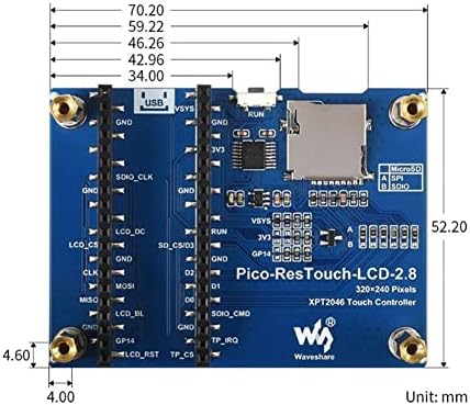 ST7789 Resistive Touch LCD дисплеј модул за модул за RPI за додаток за малина Пи Пико