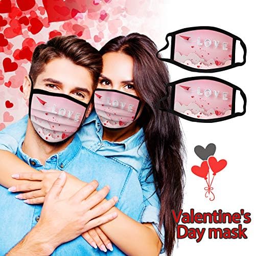 2 парчиња Денот на в Valentубените на Денот на в Valentубените, возрасни лица Face_masks Дишење на лицето Банданас, докажано за прашина за