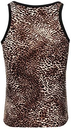 Машка машка модна леопард печатена маица маица салата за вежбање на врвови на врвови
