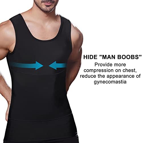 Lgtfy mens slimmying Body Shaper елек, кошули за компресија на гинекомастија, под -подлежници за контрола на стомакот - промена во секунди