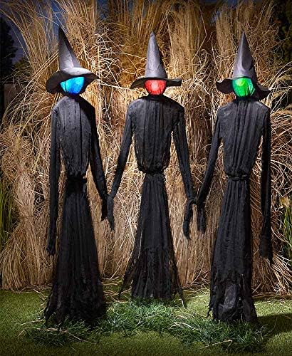 Декорациите за вештерки на вештерките на вештерките во езерото со LED светла - сет од 3