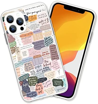 Дизајн за iPhone 14 Pro Max, Библиски Стихови Cетски Симпатична Инди Христијански Позитивни Цитати iPhone Случај Заштита Шокпроф ТПУ Јасна Случај