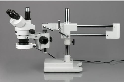 AmScope SM-4T-80S-M Дигитален Професионален Тринокуларен Стерео Зум Микроскоп, WH10x Окулари, 7x-45X Зголемување, 0.7 X-4.5 X Зум Цел,