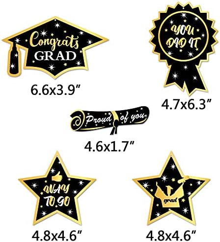 Дипломирање Виси Вител Банер Украси Црно Злато Ѕвезда Банер Венец Партија Материјали