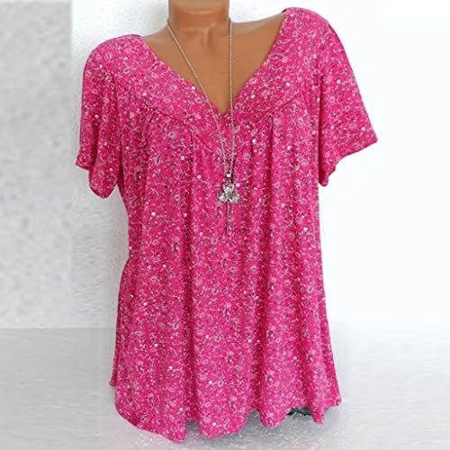 Женски врвови за тонични врвови модни плетени цветни кошули плус големина мама лето дневно обични маички маички лабава маица