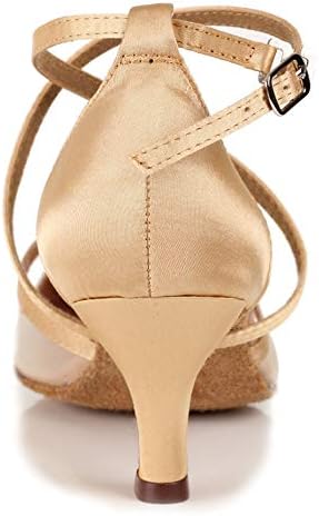 Bluebell чевли рачно изработени женски салса салса натпревари за танцувачки чевли Стефани 2,5 потпетица - месо сатен