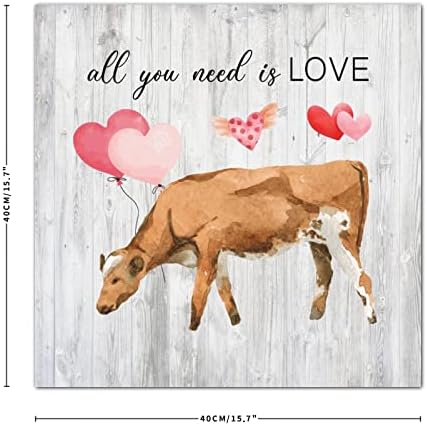 Валентин крава сè што ви треба е loveубовно дрво знаци рустикален дом украс фарма куќа крава декор дрвена wallидна плакета виси знак за