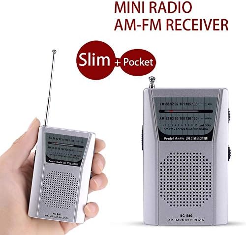 Мини радио универзално преносно радио со лесна тежина со телескопска антена FM/AM приемник Вграден звучник стандардни слушалки