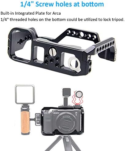 Лесен кафез на камера за аспиратор за Sony Alpha 7C / A7C / ILCE-7C, стабилизатор на ладилникот за видео камера со вграден ладен чевли, 1/4
