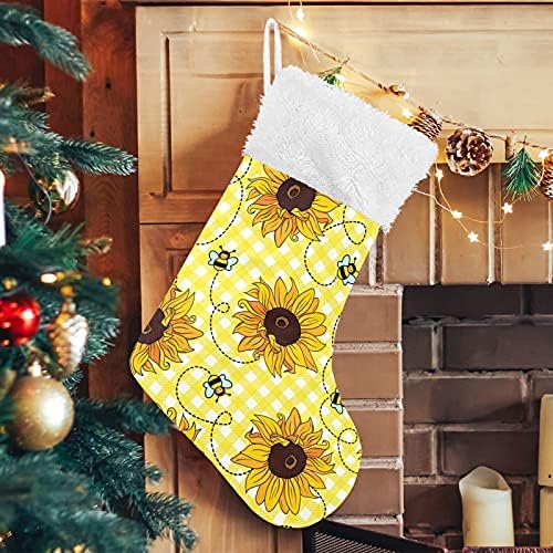 Есен слатки пчели сончогледи Божиќни чорапи големи Божиќни чорапи за божиќна трпезарија дрво камин виси чорапи чорапи за празници за забави
