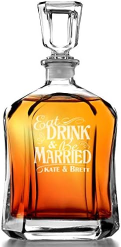 Јадете пијалок и оженете се со персонализиран стаклен виски за виски врежан свадбен подарок за шише со шишиња со парчиња за невестата младоженец
