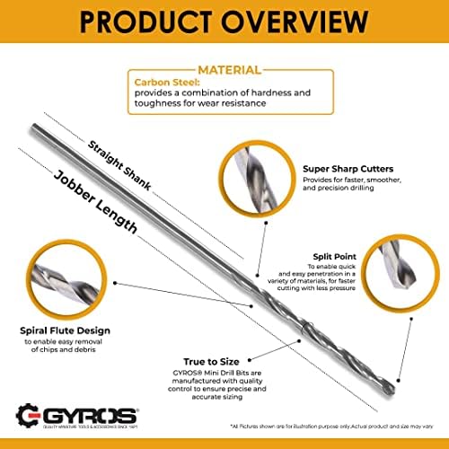 Gyros Mini Twist Drib Bits Големина 53 Вклучува 12 прецизни микро -дупки за микро -вежба со чиста шишенце за складирање | Јаглероден