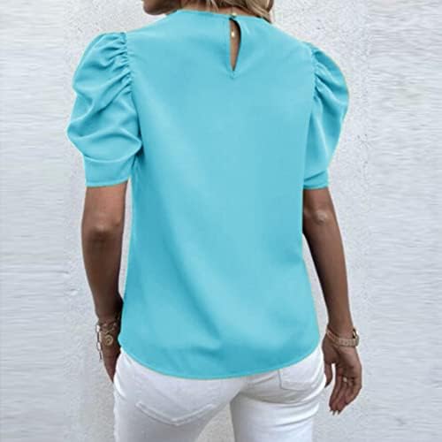 Дами цветни врвови шарени цветни печатени ракави ракав маичка елегантна кратка ракав пуловер летни маички