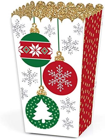 Голема точка на орнаменти за среќа - Одмор и Божиќна забава Повојат кутии за третман на пуканки - сет од 12