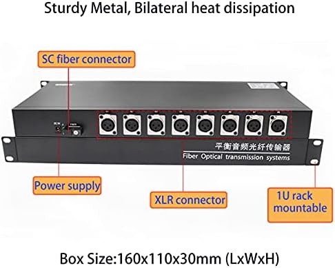 8 Порти XLR Аудио Во Текот На Влакна Екстендер | Избалансиран Аудио На Оптички Влакна Медиуми Конвертор-SC, Универзална Singlemode &засилувач;