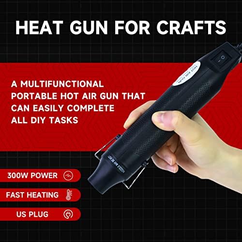 Мини топлински пиштол, преносен пиштол за топлина од 300W за занаети, брзо греење рачен пиштол за топол воздух за DIY, поправка