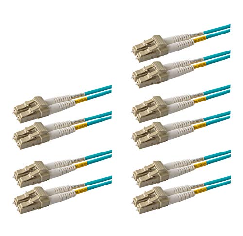 SpeedyFibertx - 5 -пакет 0,2 метар мултимод 10G OM3 50/125 кабел за лепенка, дуплекс LC до LC, тенок Zipcord Fire retardant Plenum ofnp кабелска