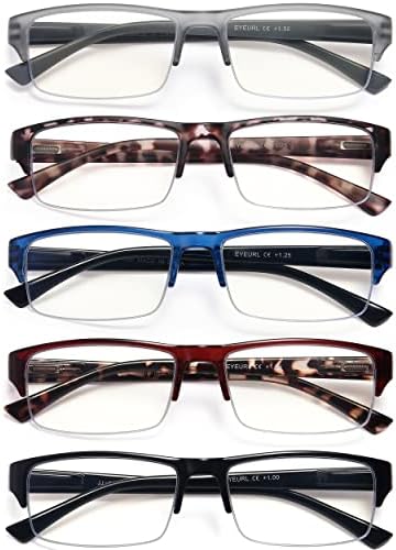 Ytdbns очила за читање со 5 пакувања сина светлина блокирање за мажи жени читатели очила Анти-очи/УВ зраци за очила пролетна шарка