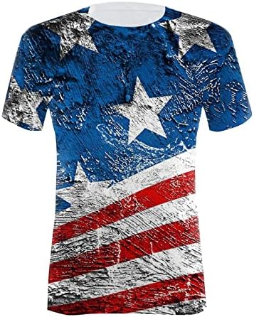 Дами на 4 -ти јули летни врвови Ретро САД starвезда и лента печати кратки ракави маичка обична лабава екипа на екипажот пуловер