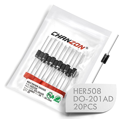 Chanzon HER508 Висока ефикасност на исправувач Диода 5А 1000V 50-70NS DO-2010 Аксијален 5 засилувач 1000 Волт Електронски диоди