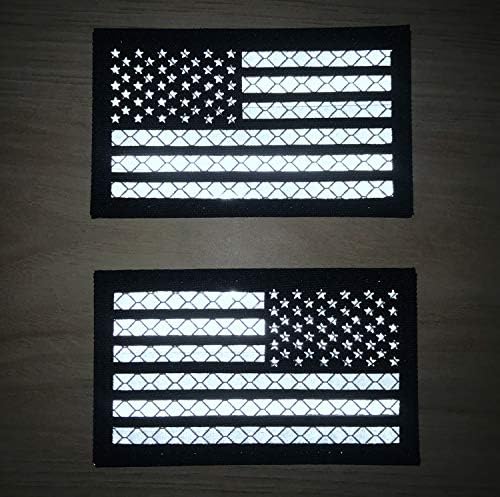 2x3.5 рефлексивни американски американски знамиња тактички закрпи за поддржувач на куки