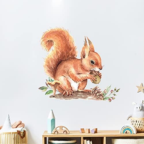 Симпатична мала верверица Pinecone Детска соба градинка домашна декорација на wallидови налепници Лесно излупете ги налепниците