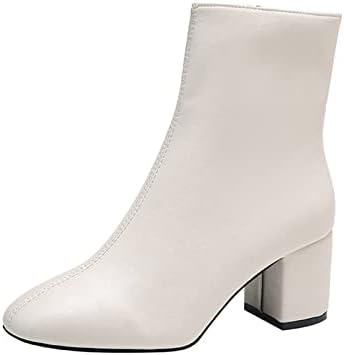 Womenените со средни чизми за теле мода од патент слаби чевли на глуждот, бујна потпетица зашилена пети за западна каубојка возејќи чизми