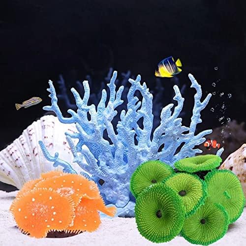 Силиконски вештачко корално растение за резервоар за риби, симулација живописен мек корал украс за рибино декорација на аквариум пејзаж