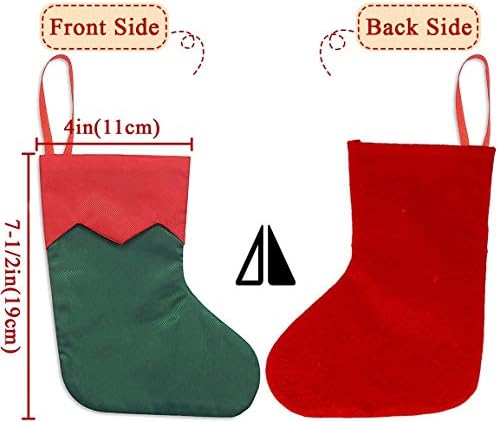 Ивенф Божиќни Мини Чорапи, 36 Парчиња 7 инчи Црвени Зелени Чорапи Од Твил, Држачи За Сребрени Садови За Подароци, Рефус Задоволства