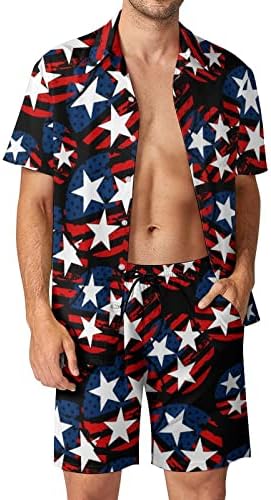 Тенеси знаме во САД Машки 2 парчиња облека на плажа на Хавајски копче надолу со кошула со краток ракав и костуми за шорцеви