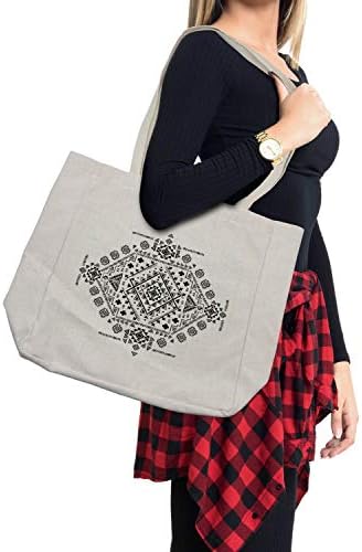 Амбесон мексиканска торба за купување, Маја со праисториска геометриска форма Триаголници линии и плоштади печати, еколошка торба за