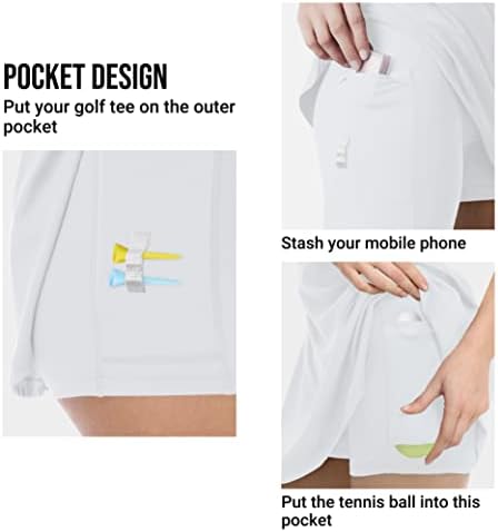 Тениски фустан за тренингот за жени со вградени шорцеви и атлетски голф на градник за вежбање за вежбање