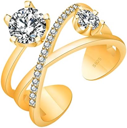 Прстени за свадба и ангажман за жени циркон разноврсен прстен двоен сет отворен прилагодлив моден микро слој прстени
