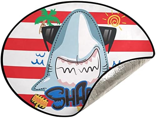висесани Подлога За Новогодишна Елка Смешна Ајкула Во Очила за Сонце Штанд За Стебло Подлога Заштитник На Подот Абсорбента Подлога За Послужавник