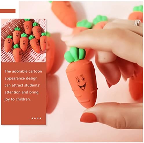 Nuobesty Mini Erasers Детска подароци Деца подароци Деца подароци 20 парчиња цртан филм морков во форма на морков, деца бришење за деца,
