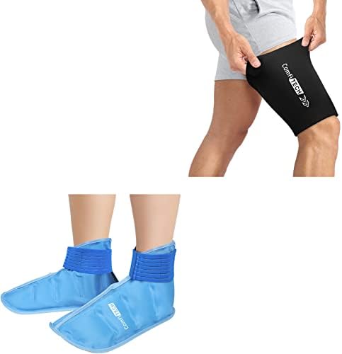Comfitech xl тесен колено мраз пакет и леден пакет со глужд, завиткани чорапи за невропатија