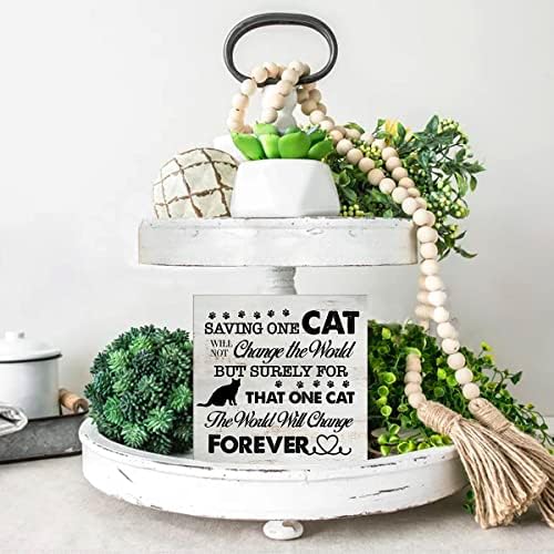 Заштеда на една мачка нема да го смени светскиот кутија за дрво од рустикална мачка дрвена кутија знак фарма куќа за домашна биро за