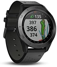 Garmin Пристап S60, Премиум GPS Часовник За Голф Со Екран На Допир И Мапирање На Целосен Курс Во Боја, Црна w/ Кожна Лента